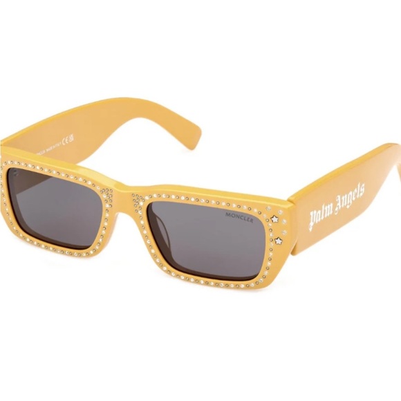 NWT Moncler Palm Angels Crystal Encrusted Sunglasses in Yellow - Picture 4 of 4